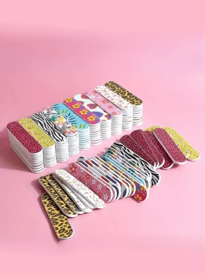 100pcs/50pcs/10pcs Double Sided Mini Nail Files Colorful Nail Care Manicure Tools