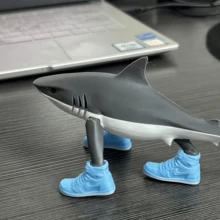 Creative And Abstract Net-Famous 3D Printed Items Inspired By The Shan Hai Jing, Including TungTungTung Sahur Wooden Stick Man, Tralalelo Tralala Shark, Bombardinocrocodilo Crocodile Fighter Jet, 6cm Monkey With Banana Pendant, And 13cm Frog On Tire Ornament. These Are Stress-Relieving Figurine Toys, Which Are Perfect For Playing With In The Office. They Can Be Used As Birthday Gifts, Couple's Anniversary Gifts, Summer Vacation Gifts, Or Party Gifts. - Multicolor - View 6