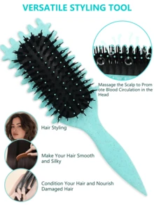 这款梳子由尼龙和荞麦秆制成，是完美的情人节礼物。它具有按摩功能，干湿发均可使用，轻松梳理秀发，令秀发顺滑不打结。小巧便携，易于携带。