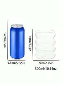 1pc/3pcs 350ml 10.14oz Caterpillar Glass Cup,Ripple Glass Cup,Glassware,Creative Glass Cups,Vintage Drinking Glasses,Ribbed Glassware,Wave Shape Transparent Glass Cup,Straw Glass Cup,Beverage Glasses,Creative Glass Cup,Cocktail Glass