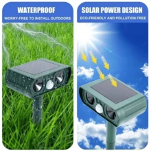 NetHong Ultrasonic Solar Cat Dog Repellent Bird Pest Scarer Deterrent Repeller Garden - Green - View 4