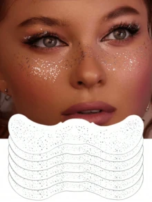 6pcs Shiny Silver Freckle Stickers, Waterproof, Suitable For Women, Can Be Used As Face Tattoos For Dance, Music Party Makeup
