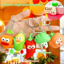 1pc Simulated Three-Dimensional Vegetable Corn Keychain, Couple Dolls, Pumpkin Key Chain, Bag Hanging Accessories, Carrot And Garlic Car Accessories Bag Charm School Cartoon Cute Goth Y2k