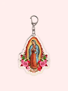 1pc/7pcs Retro Catholic Keychain Of Our Lady Of Guadalupe Mexican Virgin Mary Keyring For Accessories Bag Pendant Keychain Jewelry Gifts For Fans Y2K