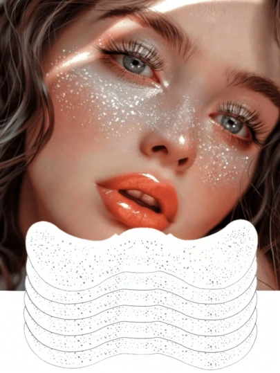 6pcs Shiny Silver Freckle Stickers, Waterproof, Suitable For Women, Can Be Used As Face Tattoos For Dance, Music Party Makeup