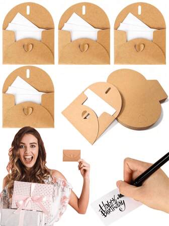 100/40/20pcs Vintage Kraft Paper Envelope Greeting Cards, Used As Christmas Invitations For Weddings, Birthdays, Party Events, And Gatherings, With Creative Packaging