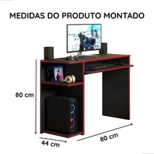 Escrivaninha Mesa De Computador Mesa Gamer Jm Varias Cores - JM3 MÓVEIS - Vermelho - Visão 7