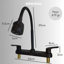 Mezcladora para fregadero negra con cuello flexible acabado mate incluye aireador diseño práctico moderno fácil instalación regula presión del agua