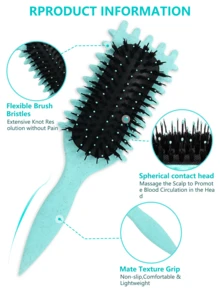 这款梳子由尼龙和荞麦秆制成，是完美的情人节礼物。它具有按摩功能，干湿发均可使用，轻松梳理秀发，令秀发顺滑不打结。小巧便携，易于携带。