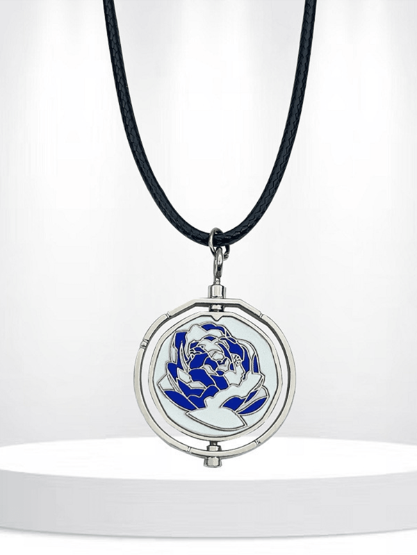 1pc Men's Unique Blue Rose Twist Leather Cord Necklace, Suitable As Valentine's Gift, Pledge Of Love