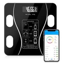 Raganet, Báscula Electrónica Bluetooth, Digital e Inteligente, Para Medir Peso, Grasa Corporal y Muscular, Funciona con Baterías AA No Incluidas, de Vidrio Templado - Negro - Ver 1