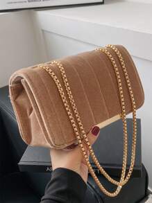 Bolsa elegante e minimalista com alça de corrente bordada em veludo dourado, adequada para deslocamentos diários e eventos noturnos - presente ideal para o Dia das Mães, Ação de Graças, Natal, bolsa transversal para viajantes
