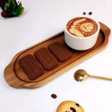 Ovales Tablett mit Griff, aus Rosenholz, in den Größen L, M, S für Lebensmittelpräsentation erhältlich, geeignet für Couchtische, Frühstück, Abendessen und Bars, Landhausstil Dekoschale für Zuhause, Küche, Esszimmer, Büro