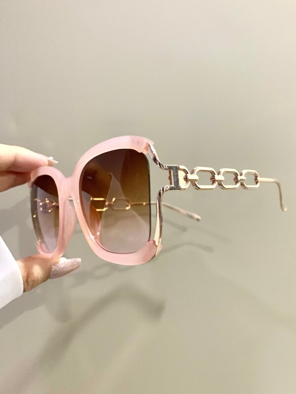 Women's Elegant Square Glasses, Hollowed Novelty Metal Frame Legs, Fashion Decorative Eyewear