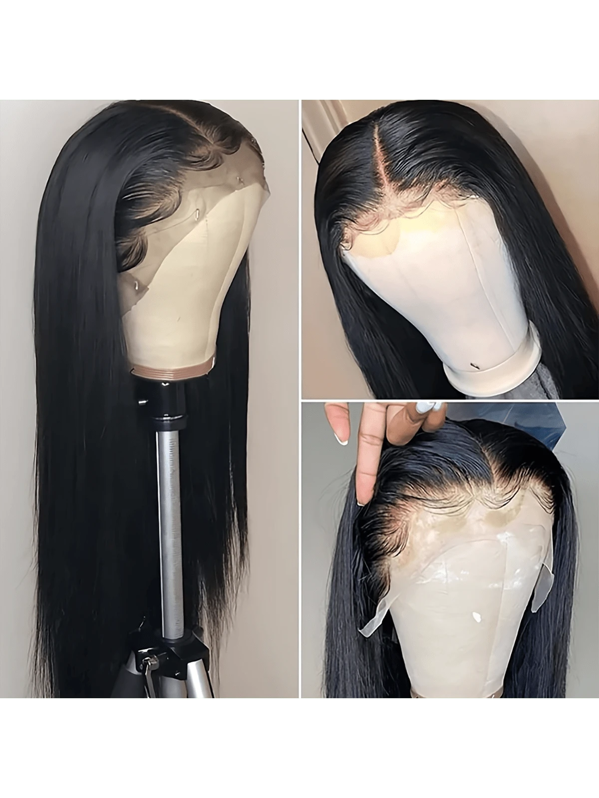 ownvmor Pelucas De Cabello Humano,200% Density 13x4 HD Lace Front Wig - 100% Brazilian Human Hair Straight Wig With Pre-Plucked Edges & Baby Hair, Natural Look Ear-To-Ear Swiss Lace Closure For, Glueless Human Hair Wig,Versatile Hairpiece | ,Realistic Hairline Wig | Preplucked Lace  8-36Inchs