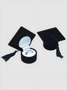 Caja de terciopelo en forma de birrete universitario para organizar anillos, organizador de joyería, caja de joyería de terciopelo, caja de anillo con birrete doctoral, regalo de temporada de graduación, regalo de graduación para novia, caja de joyería de terciopelo con birrete universitario, joyería de graduación doctoral, caja de anillo, caja de embalaje, caja de regalo para mujer organizador de almacenamiento artículos esenciales de viaje de regreso a la escuela dormitorio de almacenamiento - Multicolor - Ver 1