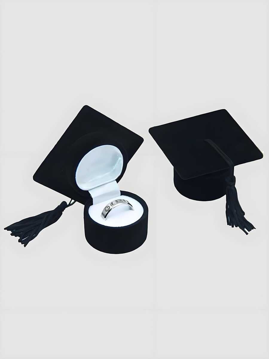 Caja de terciopelo en forma de birrete universitario para organizar anillos, organizador de joyería, caja de joyería de terciopelo, caja de anillo con birrete doctoral, regalo de temporada de graduación, regalo de graduación para novia, caja de joyería de terciopelo con birrete universitario, joyería de graduación doctoral, caja de anillo, caja de embalaje, caja de regalo para mujer organizador de almacenamiento artículos esenciales de viaje de regreso a la escuela dormitorio de almacenamiento - Multicolor - Ver 1