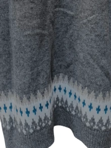 Plus Size Women's Geometric Pattern Plus Size Long Sleeve Pullover Sweater, Chic Casual European Style, Autumn/Winter - Grey - View 7