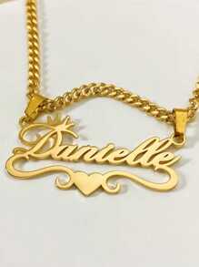 1pc Gold Variety Of Styles Can Be Customized Personalized Children Stainless Steel Heart Tag Personalized Name Necklace, Detachable Chain, Stylish Personalized Jewelry, Fashion Accessories, The Best Gift For Friends And Family, Suitable For Everyday And Party Occasions, Christmas Holidays All Season Elegant And Hip Hop Style,Multi-Functional,Ornamental,Letter,Stylish,Vintage,Adorable,Cute,Custom,Personalised,Unique,Customized,Ideal Gifts For Him,Ideal Gifts For Her,Son,Daughter