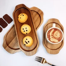 Ovales Tablett mit Griff, aus Rosenholz, in den Größen L, M, S für Lebensmittelpräsentation erhältlich, geeignet für Couchtische, Frühstück, Abendessen und Bars, Landhausstil Dekoschale für Zuhause, Küche, Esszimmer, Büro