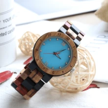 女士彩色木质腕表 女士个性化时钟钟表木质手表