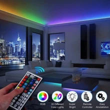 1 peça Tira de Luz LED 5050 RGB de 1,0 m/2,0 m/3,0 m/5,0 m/10,0 m/15,0 m/20,0 m com Cor Mudando RGB, Controle Remoto de 44 Teclas, Dimmerável, Cortável, Adequada para Quarto, Teto, Sala de Estar, Cozinha, Iluminação Traseira de TV, Decoração de Festa e Feriado