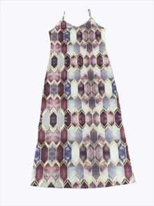 Plus Size European And American Women's Fashion Charming Spaghetti Straps V-Neck Geometric Print Suspender Long Skirt - Màu tím - Xem 2