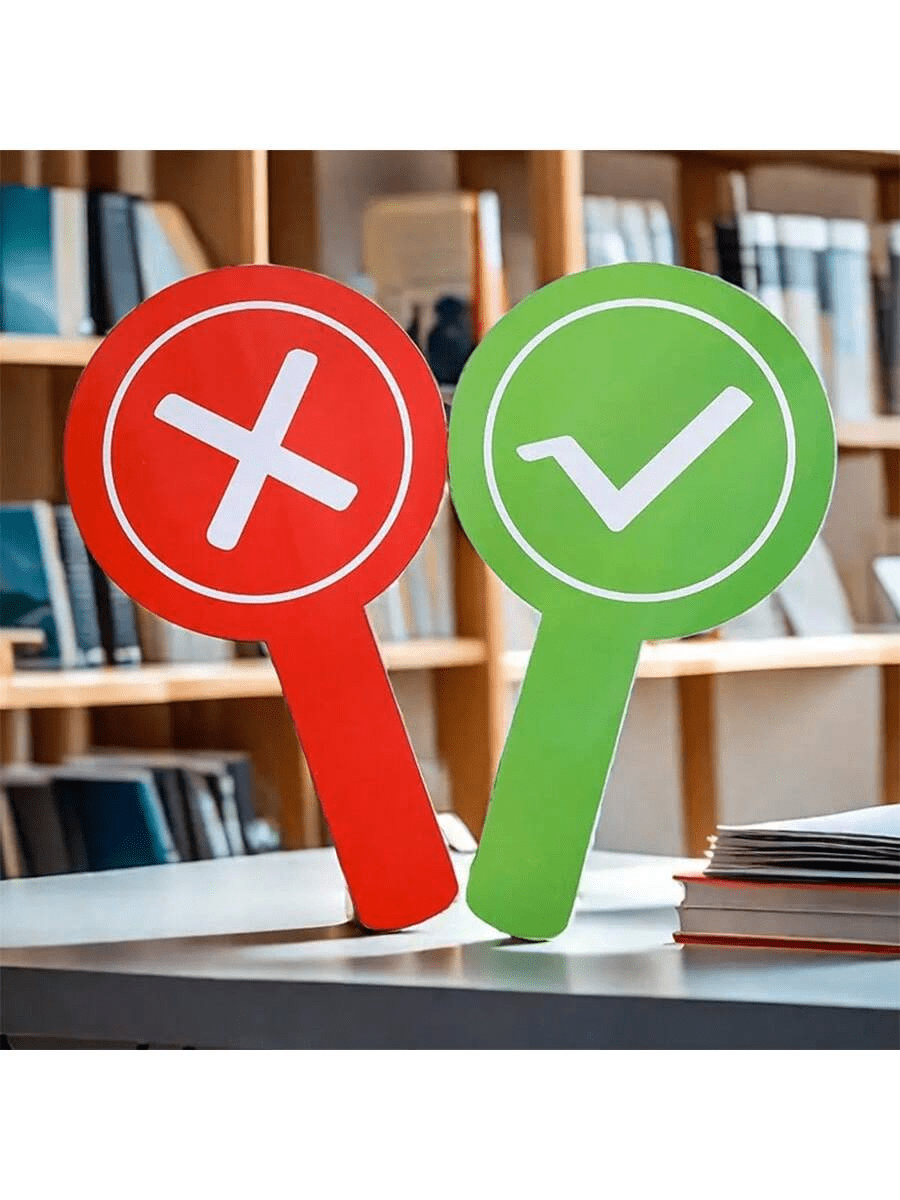 1 stuk klaslokaal antwoordbord, synthetisch rubberen waar/onwaar antwoordkaart, dubbelzijdig leermiddel, handig voor studenten om mee te doen, duurzame klaslokaal rekwisieten