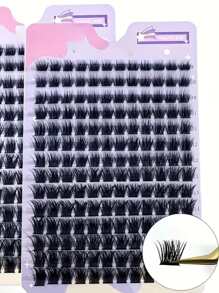 168 pestañas agrupadas con rizo tipo D de 0,07 mm y entre 9-16 mm de longitud, pestañas rusas 3D que imitan el pelo de visón, naturales y cómodas, esponjosas y encantadoras para maquillaje de ojos en casa