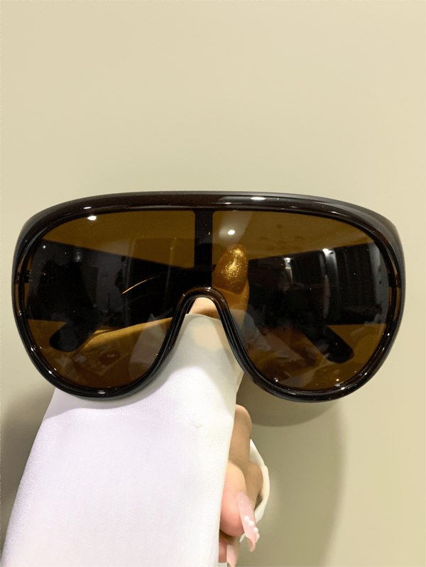 Oversized One Piece Glasses, Fashion Simple Decorative Eyeglasses For Men And Women, Wide Frame Legs, PC Lenses