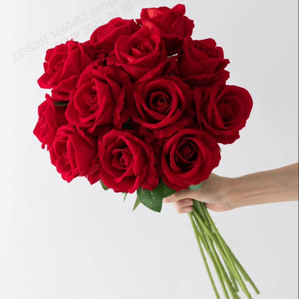 10pcs/5 Packs/4Pcs/1PC Red Rose Artificial Bridal Bouquet Realistic Velvet Faux Flower Flower Arrangement Decoration Fake Rose Artificial Rose For Valentine's Day Gifts Wedding Party Home Decoration, Brithday Gifts Outdoor Indoor Decor, Vase Floral Decor (Purchase Instructions: May Contain Odor, Please Place In Window For Ventilation For 1-2 Days)