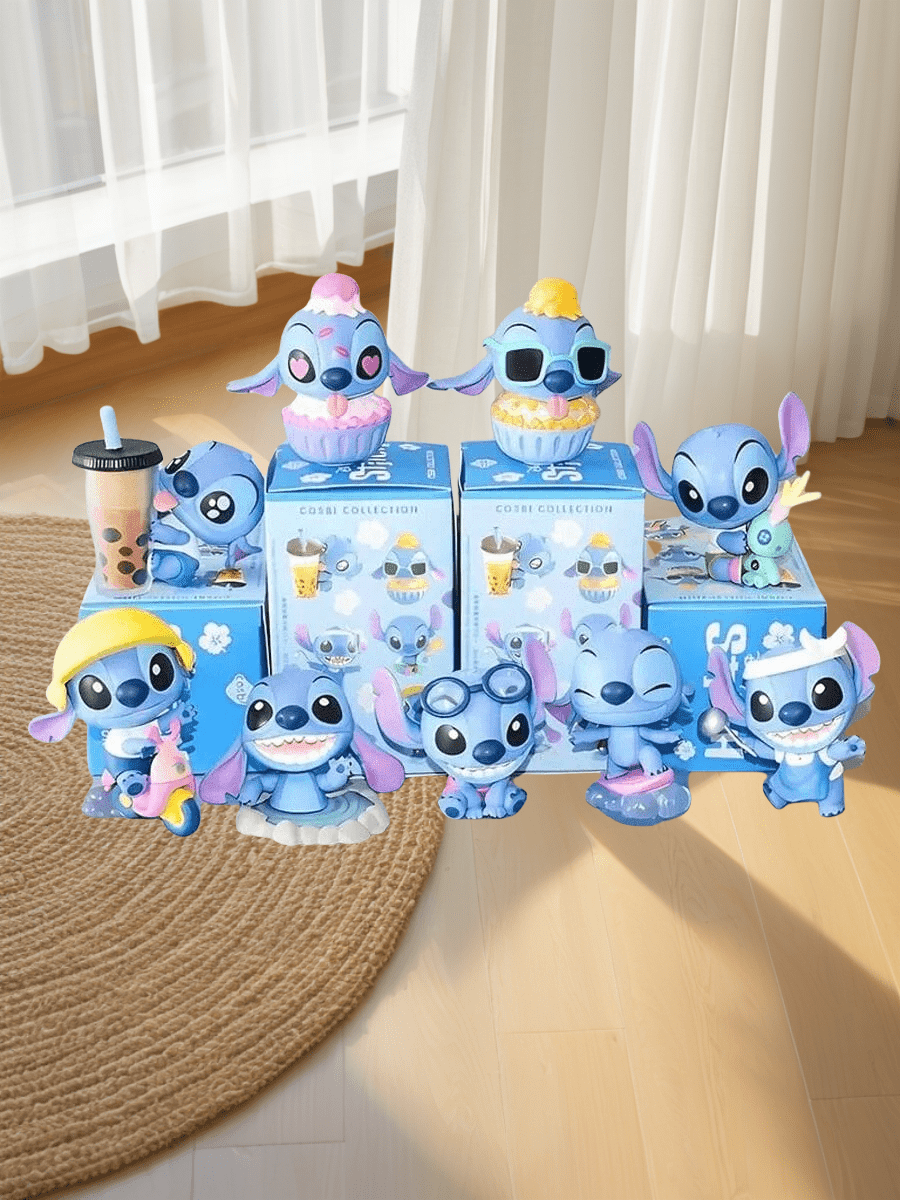 Figurine de boîte aveugle Stitch - Collection PVC UME Décorations, divers personnages classiques de Stitch pour la décoration de la maison, poupées de bandes dessinées originales, collections de bandes dessinées mignonnes, convenant aux boîtes surprise aléatoires pour les adolescents de plus de 14 ans (certains peuvent avoir des défauts, veuillez ne pas prendre de photos si cela vous dérange)