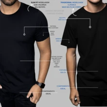 Premium Basic T-Shirts Made Of Peruvian Fabric With Smooth Elastane, Slim Fit And Traditional Design. - 藏蓝色 - 查看 4