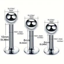 10pcs/Set Stainless Steel Earrings & Lip Rings, Unisex Body Piercing Jewelry - Lip Rings, Ear Studs, Ball Spiral Studs, Lip Studs, 6/8/10mm