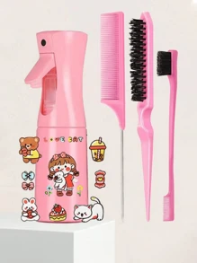 5pcs/Children's Cartoon Stickers, Fashionable And Portable Girl (6.8 Oz/200 Ml) Multi-Function Small High-Pressure Continuous Mist Water Replenishing Spray Bottle Travel Makeup Bottle, Split Hollow Fluffy Comb Long Hair Comb Massage Head Meridian Comb, Household Dry Wet Dual-Use Knot Free Comb, Massage Comb Steel Tip Fluffy Comb, Double Head Eyebrow Brush, Give Your Girl A Secret Personalized Gift, Birthday Gift, Holiday Season Gift