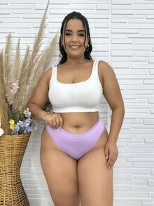Kit 12 Plus Size Panties Double G-String Non-Branding Women's Clothing Lingerie Simple Casual-Comfortable Casual-Sporty Fabric C Summer - Nhiều màu - Xem 5