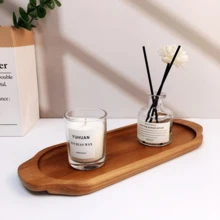 Ovales Tablett mit Griff, aus Rosenholz, in den Größen L, M, S für Lebensmittelpräsentation erhältlich, geeignet für Couchtische, Frühstück, Abendessen und Bars, Landhausstil Dekoschale für Zuhause, Küche, Esszimmer, Büro