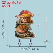 1pc 2D Acrylic Mushroom Fairy House Garden Stake, Yard Decoration. A Wonderful Gift For Mother's Day, Wedding, Birthday To Friends And Family, Suitable For Lawn, Porch, Yard - Multicolor - View 4