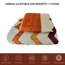 Single Fitted Sheet, Fitted Bottom Sheet And 1 Cotton-Feel Microfiber Pillowcase + Fabric Storage Bag - Zigzag Mustard - View 2