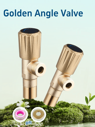 1 pieza-2 piezas-5 piezas Accesorios de baño Válvula de ángulo triangular para agua caliente o fría Grifos de llenado de acero inoxidable para calentador Válvula de cierre universal para agua Válvula triangular de acero inoxidable para baño Núcleo de cobre reforzado Varilla de cobre Válvula de cierre para bidet, rociador, ducha (Dorado), Tamaño G1/2"