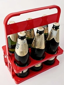 1 pezzo Cestino portatile vintage per 2/4/6 bottiglie di birra, rastrelliera per vino pieghevole, portabottiglie di birra, secchio portabottiglie di birra, cestino portatile per caffè, latte e tè, per uso quotidiano e forniture per feste, articolo essenziale per festival di birra