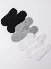 10 Pairs 3 Color Black White Gray Thin Non-Slip Breathable Moisture-Wicking Invisible Boat Socks - Multicolor - View 8