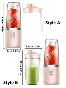 1pc USB Rechargeable Portable Juicer Blender, 400ml Wireless Mini Fruit Juicer Cup, Fast Juice Extraction & Direct Drinking, , Lightweight & Compact, 6 Blade Cutter Head, Strong Battery Life & High-Speed Blade, Multi-Function Juicer For Smoothies & Milkshakes, Ideal For Home, Travel, Sports, Outdoor Activities, Home Kitchen Appliances