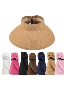 1pc Women's Straw Sun Hat Bucket Hat, Wide Brim, Versatile And Refreshing, Suitable For Daily Use - Multicolor - View 5