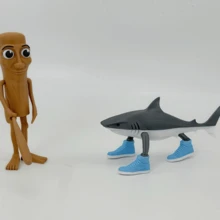 Creative And Abstract Net-Famous 3D Printed Items Inspired By The Shan Hai Jing, Including TungTungTung Sahur Wooden Stick Man, Tralalelo Tralala Shark, Bombardinocrocodilo Crocodile Fighter Jet, 6cm Monkey With Banana Pendant, And 13cm Frog On Tire Ornament. These Are Stress-Relieving Figurine Toys, Which Are Perfect For Playing With In The Office. They Can Be Used As Birthday Gifts, Couple's Anniversary Gifts, Summer Vacation Gifts, Or Party Gifts. - Multicolor - View 4