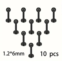 10pcs/Set Stainless Steel Earrings & Lip Rings, Unisex Body Piercing Jewelry - Lip Rings, Ear Studs, Ball Spiral Studs, Lip Studs, 6/8/10mm