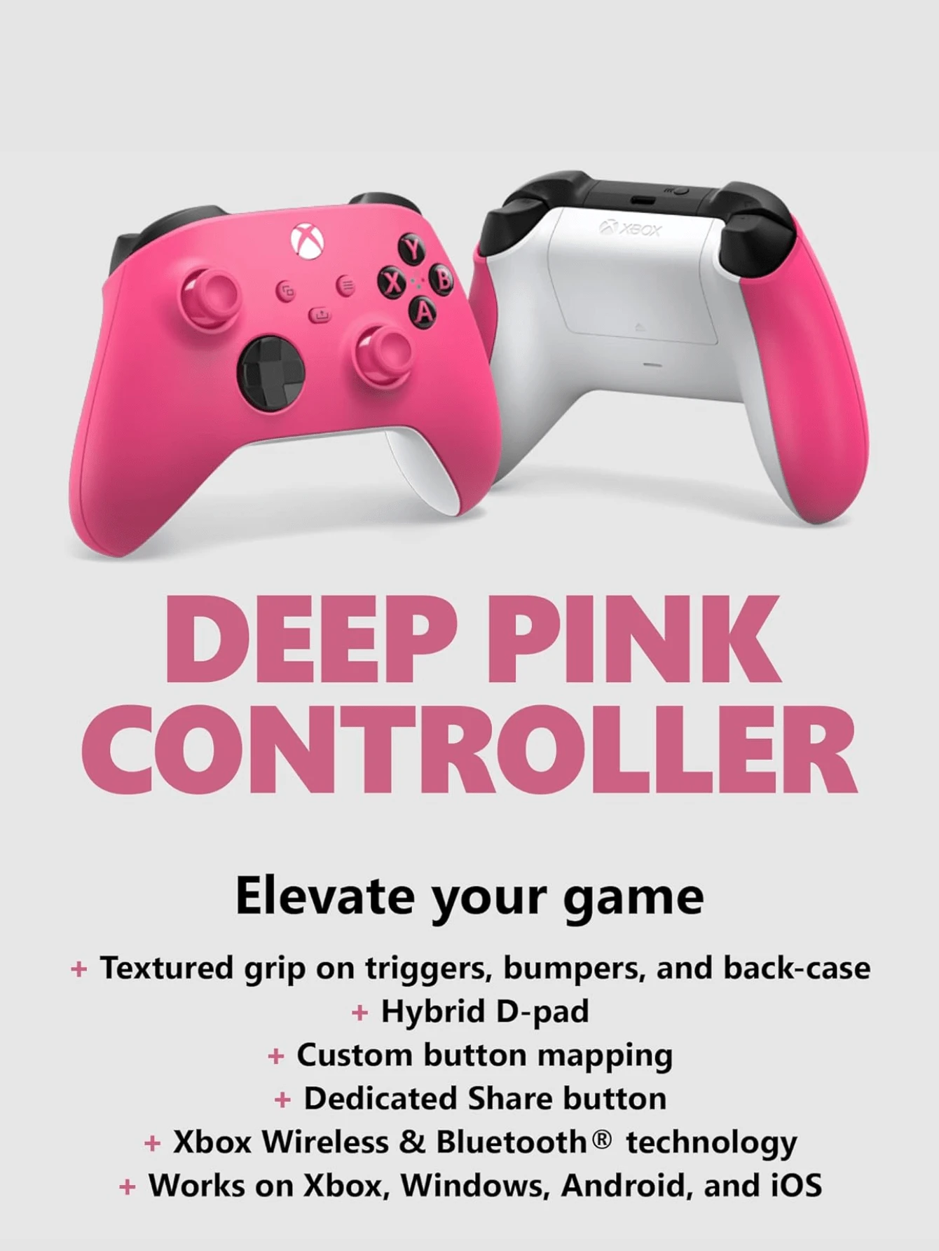 Microsoft Core Wireless Gaming Controller – Electric Volt Series X|S, One, Windows PC, Android, And IOS-Pink - Pink - View 1
