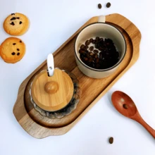 Ovales Tablett mit Griff, aus Rosenholz, in den Größen L, M, S für Lebensmittelpräsentation erhältlich, geeignet für Couchtische, Frühstück, Abendessen und Bars, Landhausstil Dekoschale für Zuhause, Küche, Esszimmer, Büro