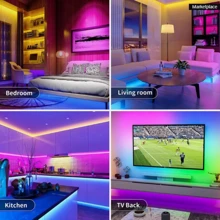1 peça Tira de Luz LED 5050 RGB de 1,0 m/2,0 m/3,0 m/5,0 m/10,0 m/15,0 m/20,0 m com Cor Mudando RGB, Controle Remoto de 44 Teclas, Dimmerável, Cortável, Adequada para Quarto, Teto, Sala de Estar, Cozinha, Iluminação Traseira de TV, Decoração de Festa e Feriado