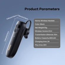 [2025 升级版] Remax 超轻夹式无线耳塞；智能防噪和水晶通话；耳机适合左右耳；双配对；无线 5.4 稳定兼容 /Android；20 小时长时间播放；全天安全贴合；免提耳机；无线耳机 - T9-黑色 - 查看 11